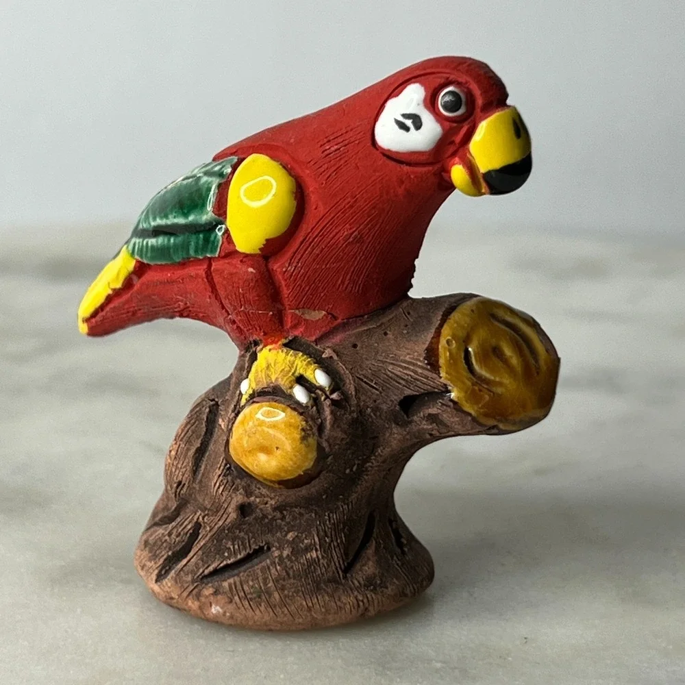 Magu Peru Parrot Macaw Figurine‎ Handcrafted Terracotta Folk Art Vintage 3